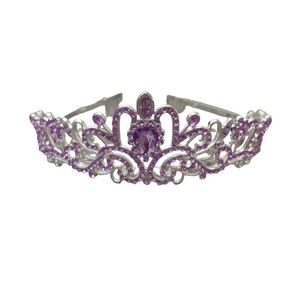 Purple Crystal Tiara Crown Princess Prom Bridal Birthday Rhinestone Headpiece